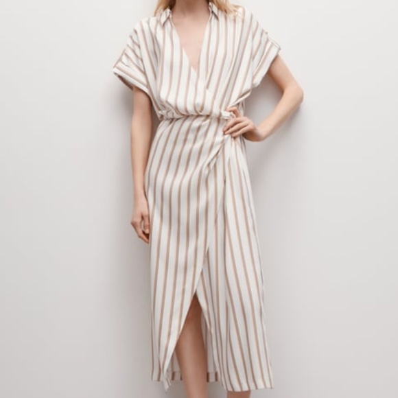 STRIPED DRAPED DRESS - Picture 2 of 5